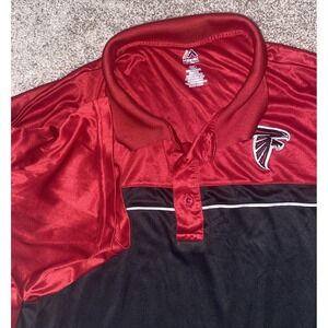 Atlanta Falcons Majestic Mens Polo Size 5XL‎ NFL Red Black Color Block Football